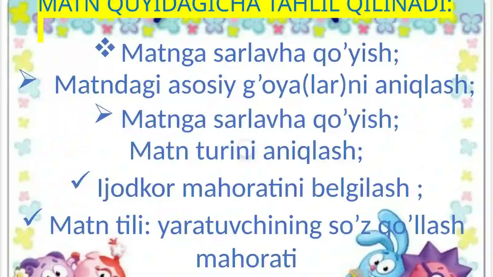 Matn vauning turlari tahlili 4