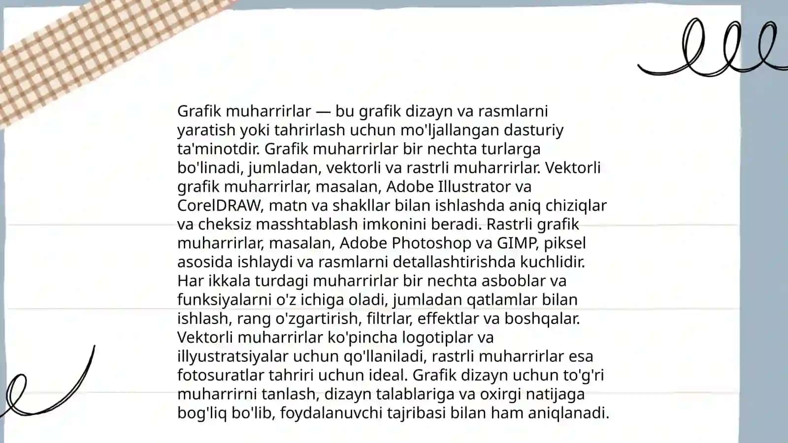 Grafik axborotlarni kiritish, tahrirlash va chiqarishning dasturiy vositalari 4