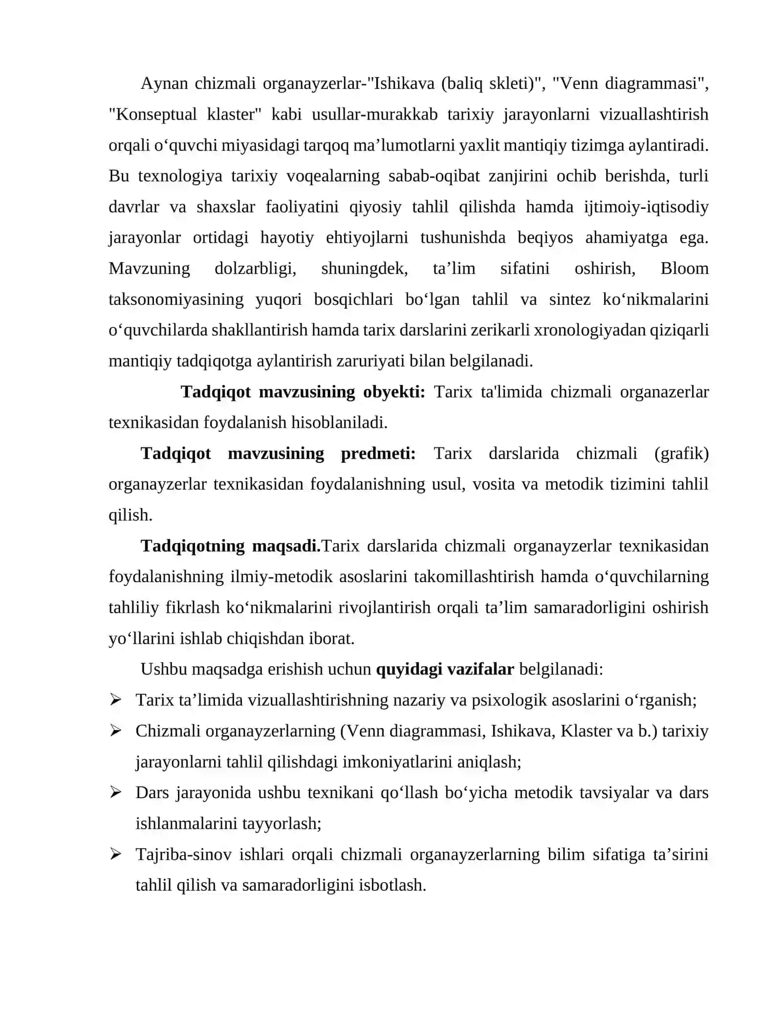 Tarix ta’limida chizmali organazerlar texnikasidan foydalanish 4