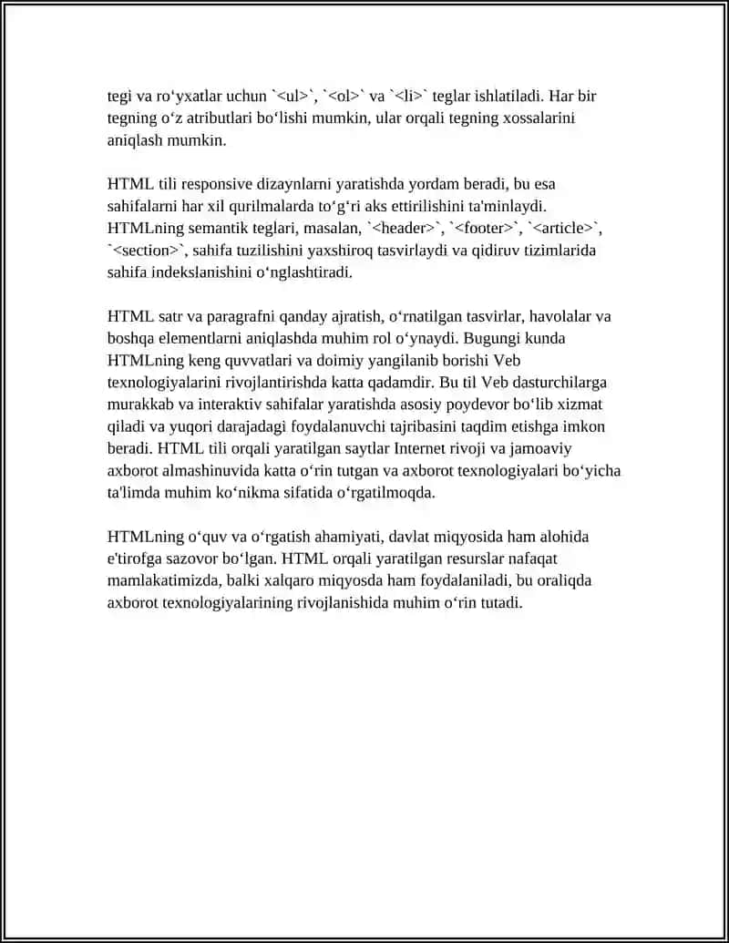 HTML TILI VA UNING ASOSIY TEG (TAG) ELEMENTLARI 4