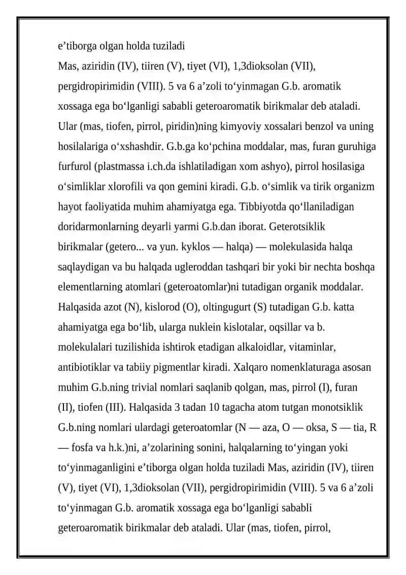 Besh a’zoli geterohalqali birikmalar 4
