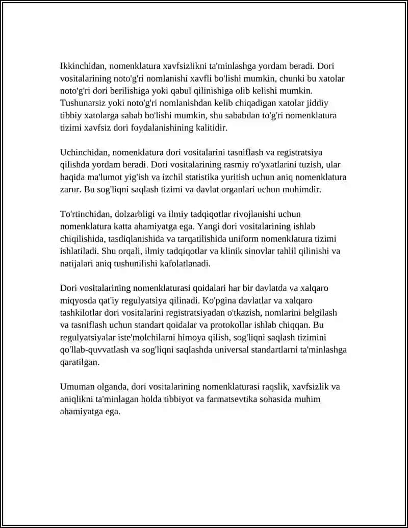 DORI VOSITALARINING NOMENKLATURASI 4