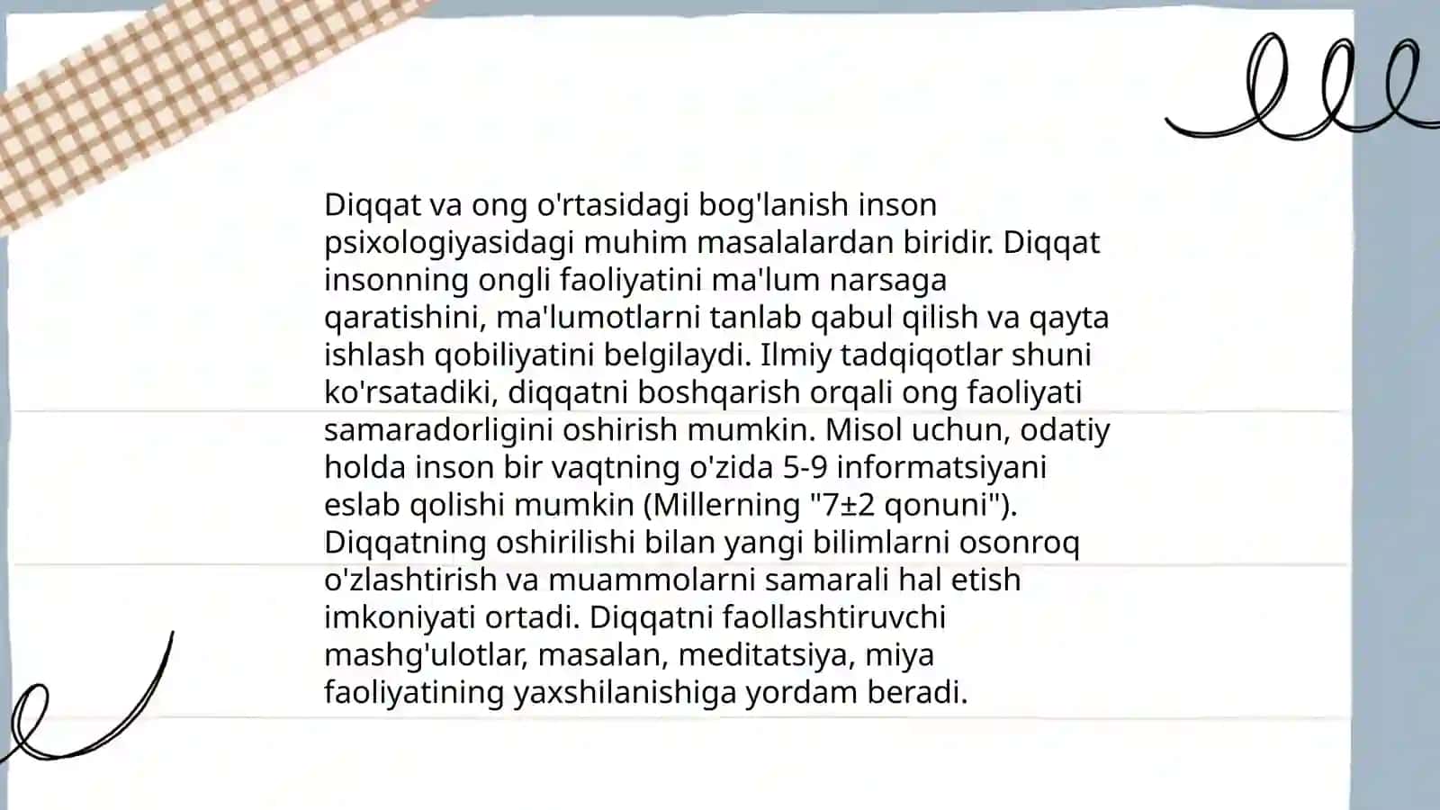 Diqqat turlari va xususiyatlari 4