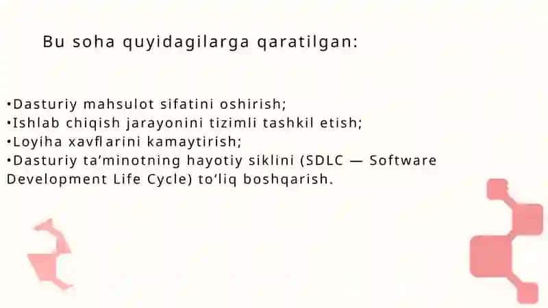 Dasturiy ta’minot muhandisligi va dasturlash o’rtasidagi farqlar 4