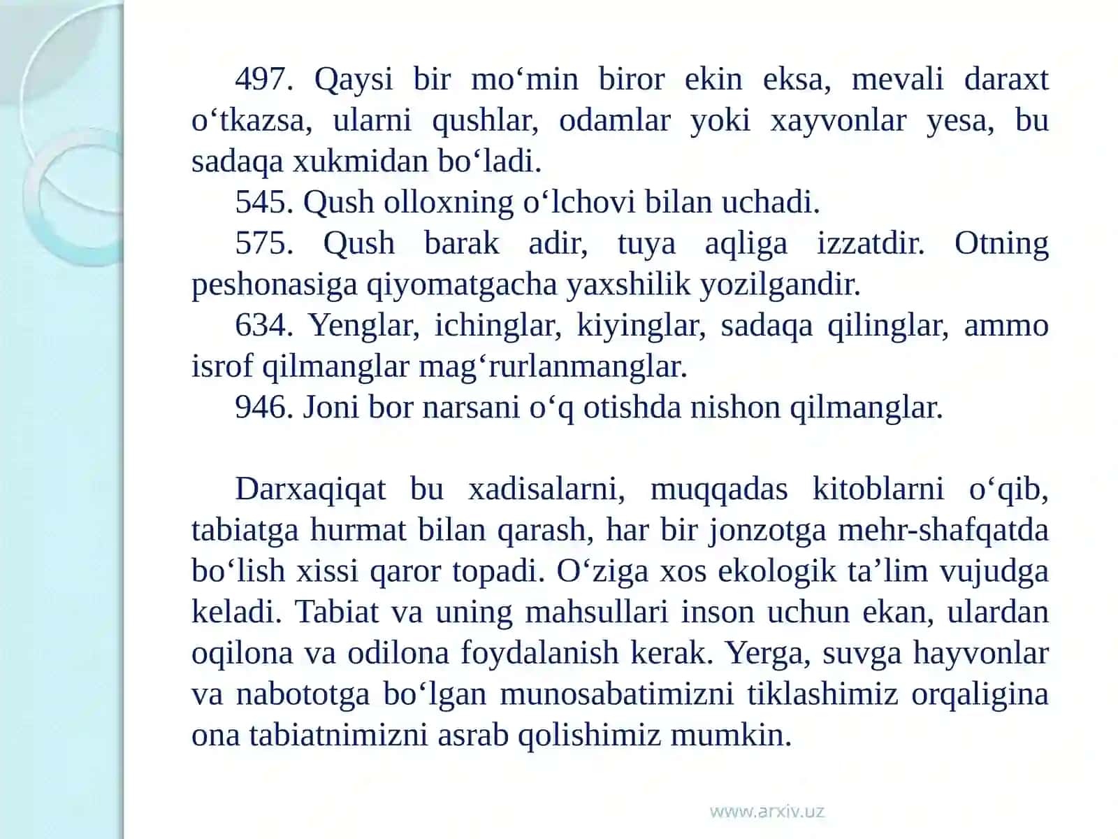 Hadislar va Ekologiya 4