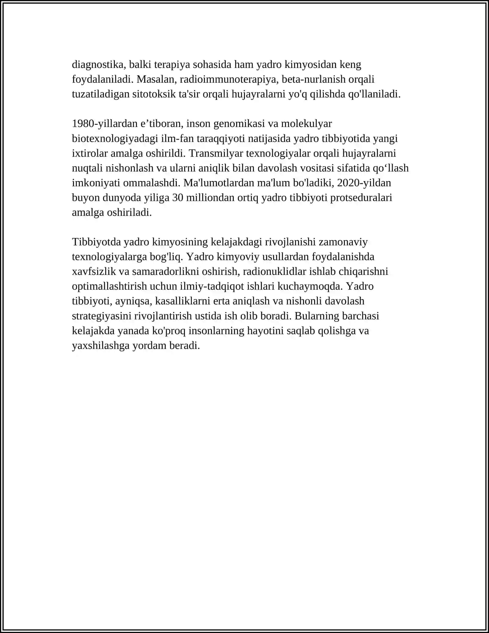 YADRO KIMYOSINING TIBBIYOTDAGI OʻRNI 4