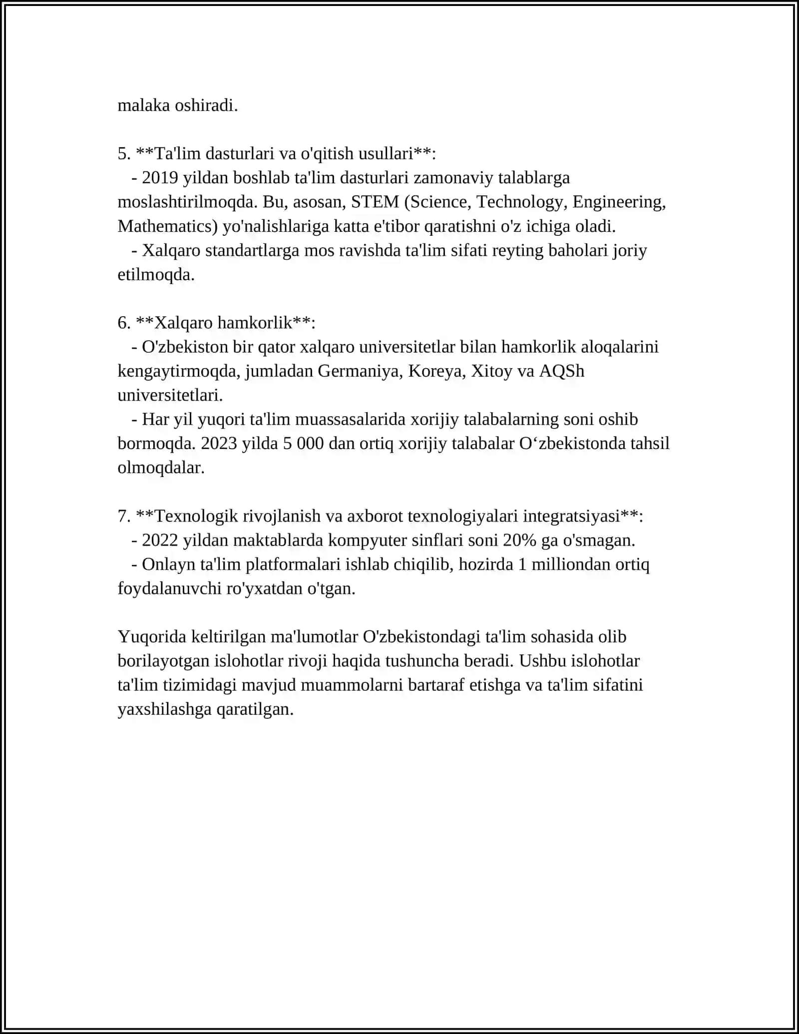 ÓZBEKISTONDA IJTIMOIY SOHADA AMALGA OSHIRILAYOTGAN ÓZGARISHLAR MAZMUN MOHIYATI 4