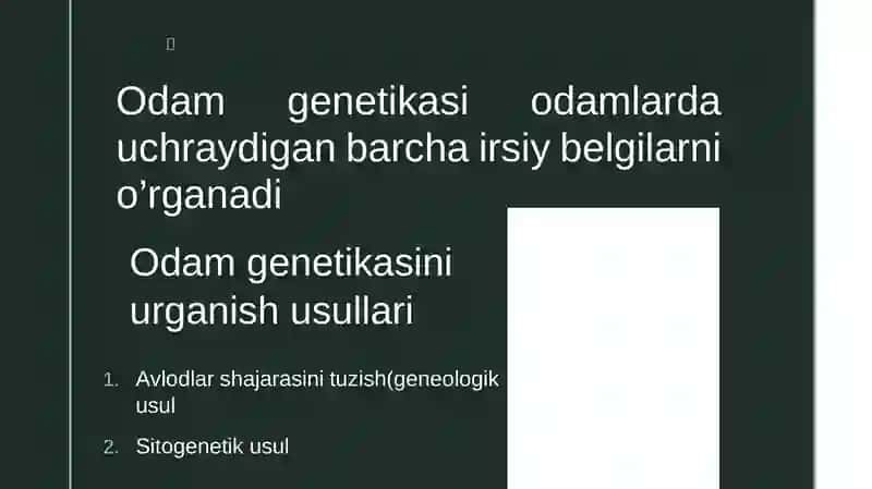 Odam genetikasi va Tibbiy genetika 4