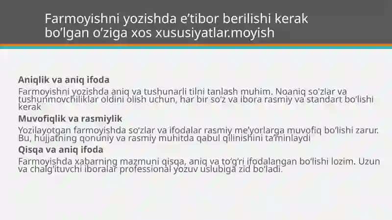 Farmoyish xati haqida 4