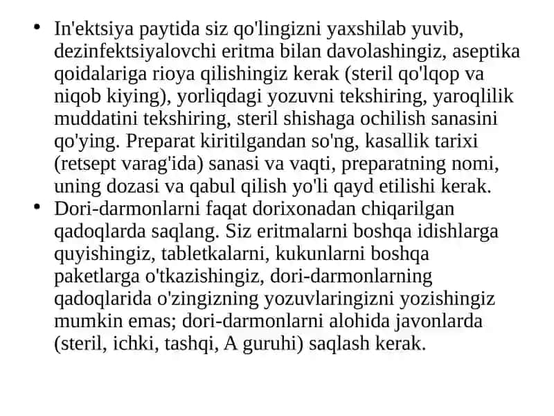 Dorivositalarini qo’llash usullari 4