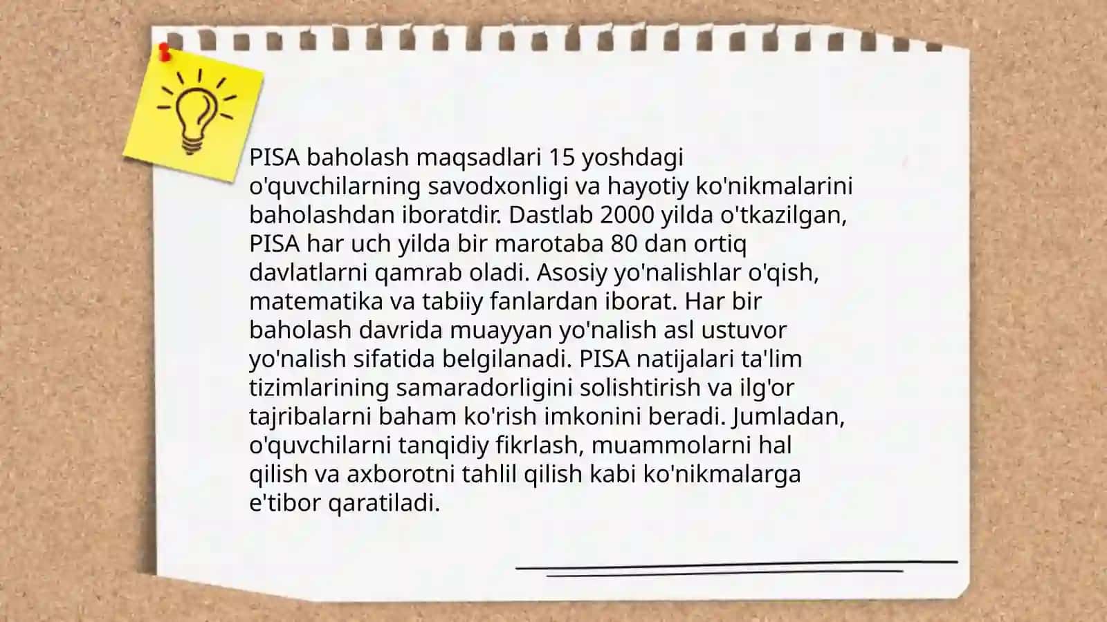 PISA xalqaro baholash dasturi mazmun va mohiyati 4