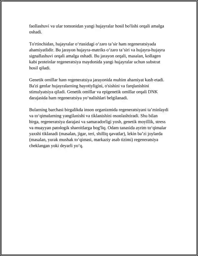 ODAMLARDA REGENERATSIYA 4