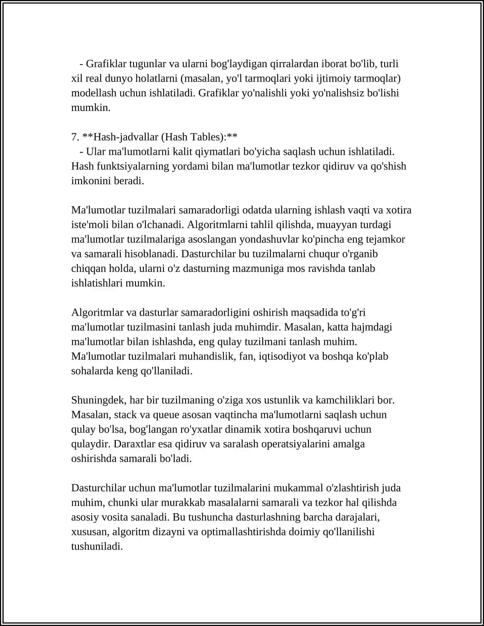 CHIZIQLI MA‘LUMOTLAR TUZILMALARI 4