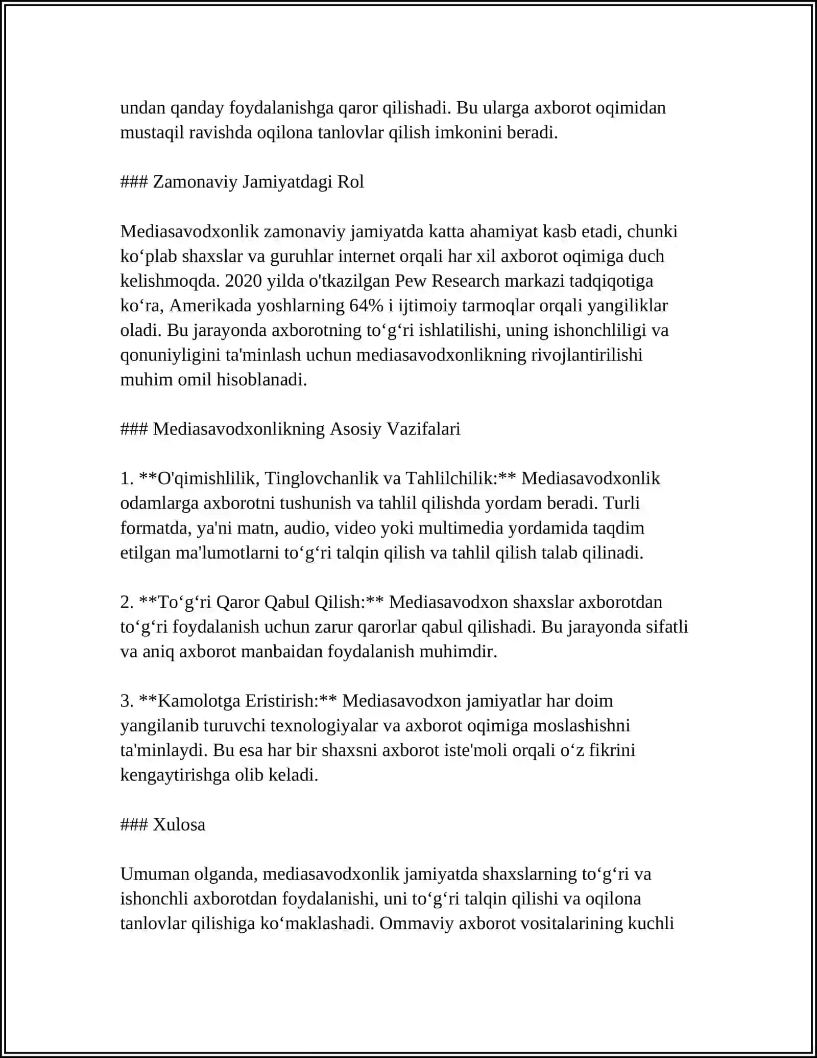 MEDIASAVODXONLIKNI RIVOJLANTIRISH YOLLARI 4