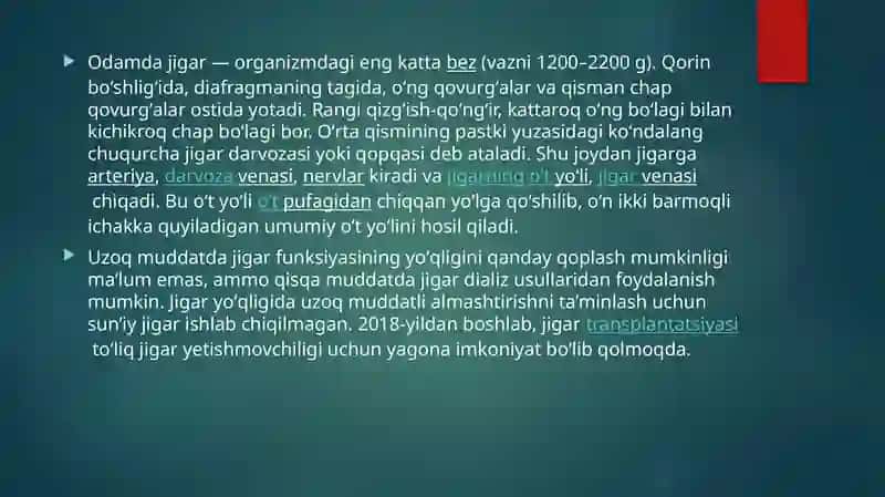 Jigar  sanchigi. Klinikasi, diagnostikasi, UASH taktikasi 4