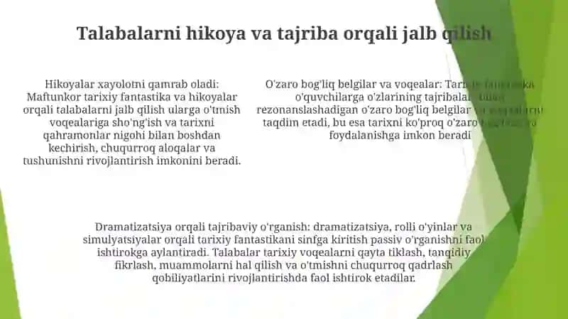 Tarix Fanini OʻQitishda Tarixiy Badiiy Adabiyotlardan Foydalanish 4
