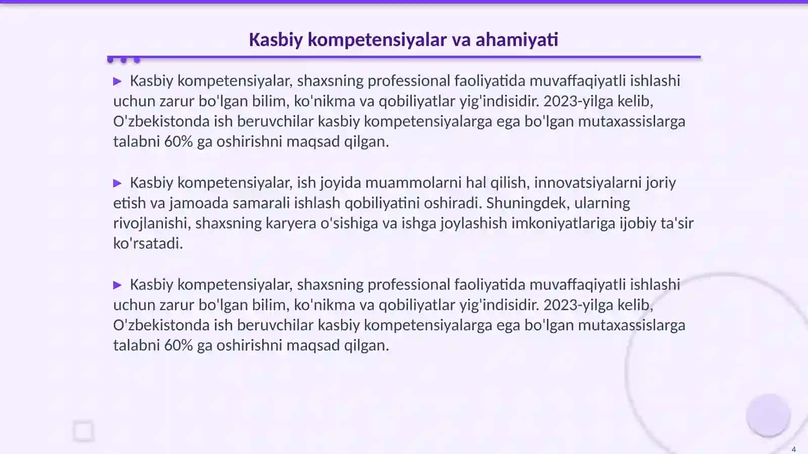 Akademik savodxonlik kasbiy kompetensiyalarni shakllantirish asosi sifatida 4