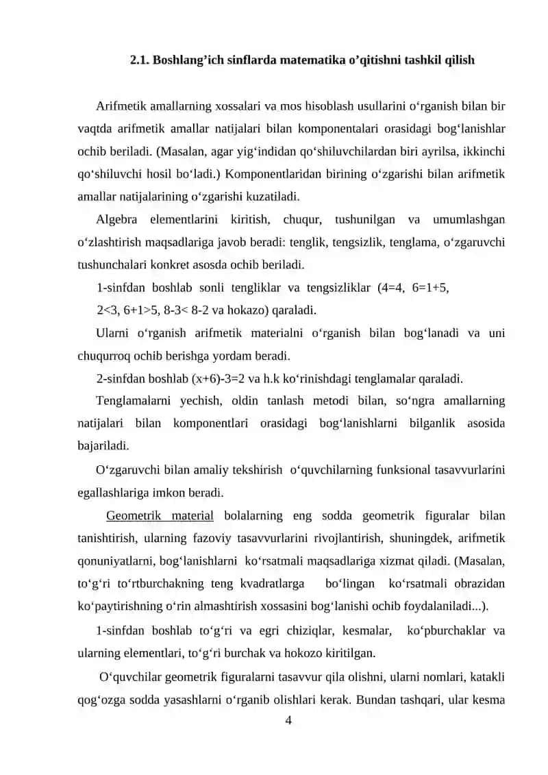 4-SINF MATEMATIKA DARSLARIDA TEST NAZORATI 4
