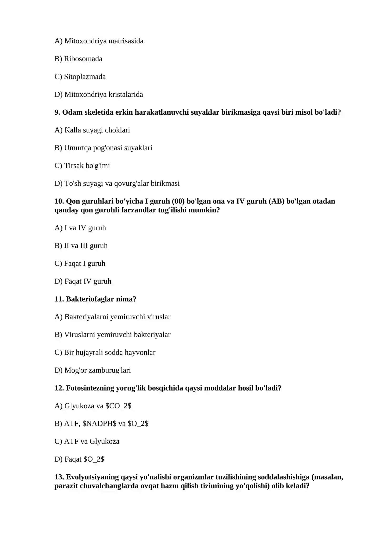 Biologiya: Milliy Sertifikat uchun 500 Test – 2026 (Eksklyuziv) 4