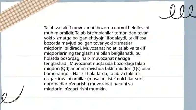 Bozor muvozanati modellari 4