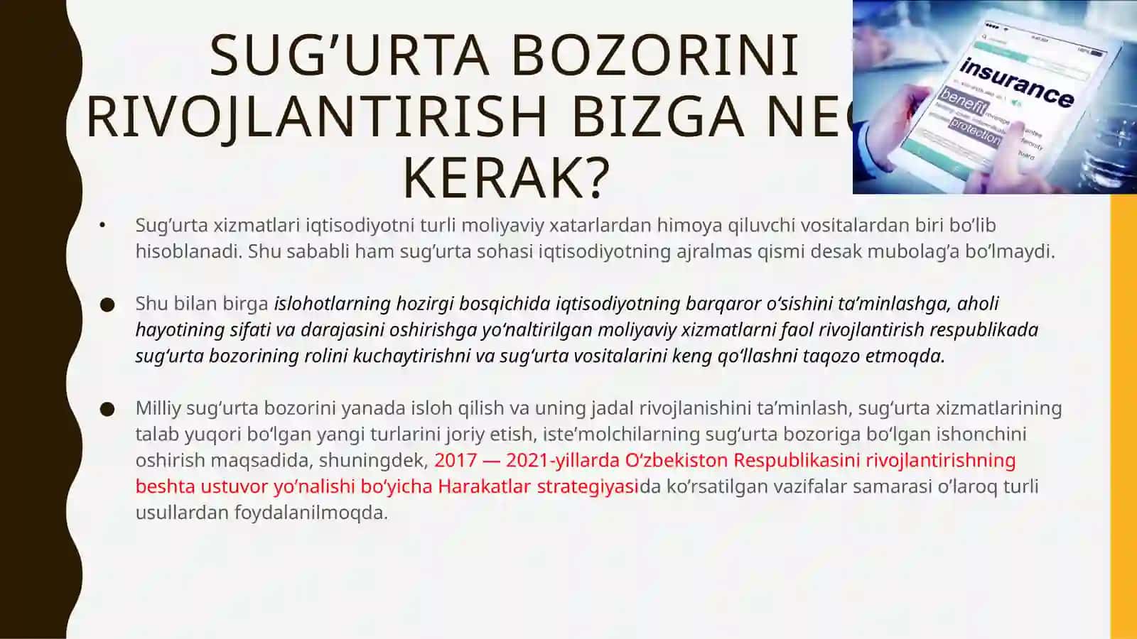 Sug'urta bozori tarkibi, holati va muammolari 4