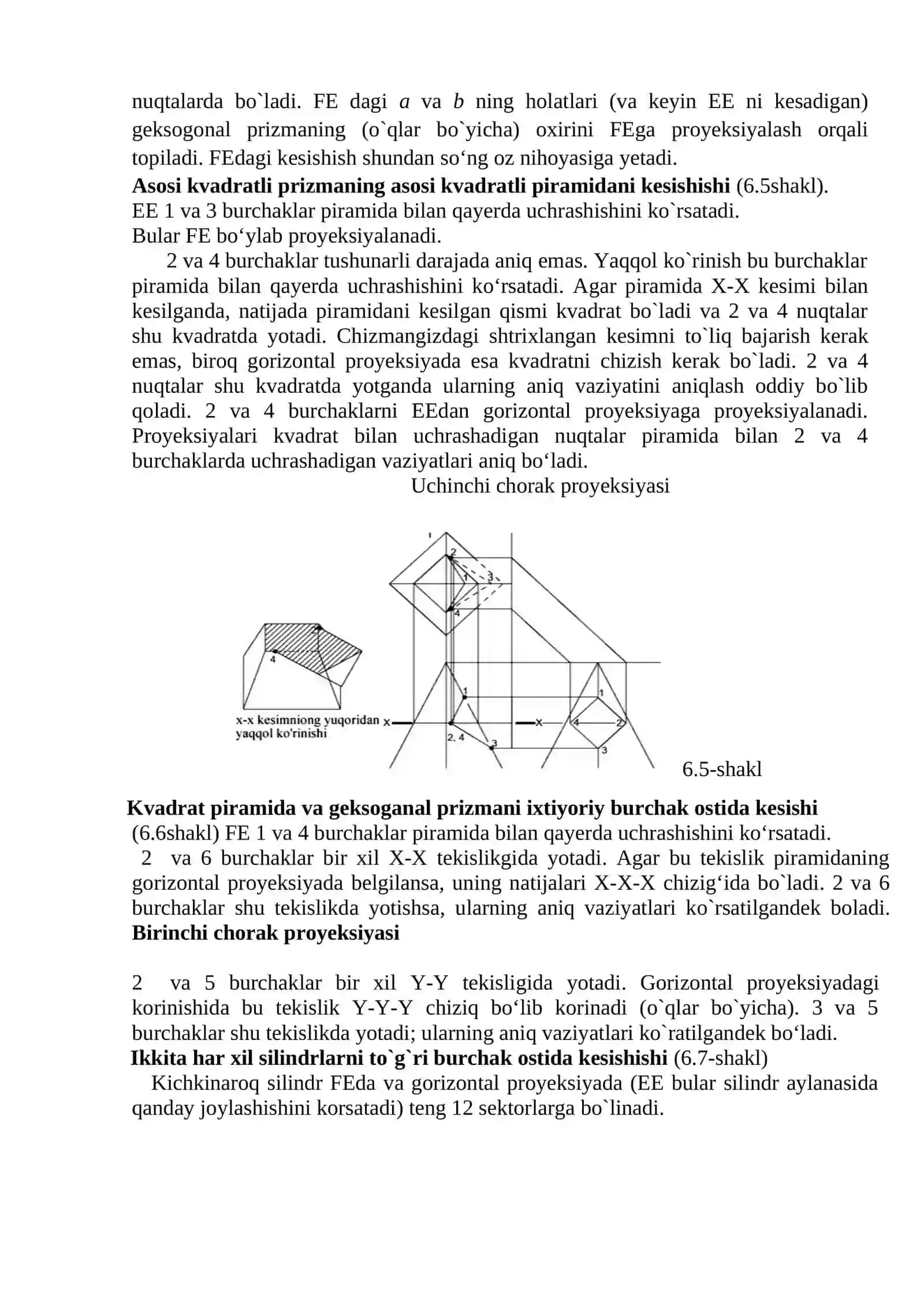 Sirtlarning o’zaro kesishuvida yordamchi sferalar usuli 4