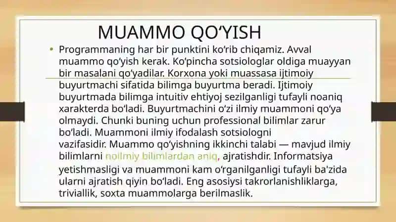 Empirik tadqiqotlarni tashkil qilish sxemasi 4