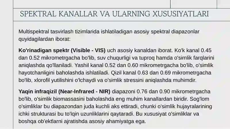 Masofaviy zondlash multispektral rasimni qayta ishlash 4