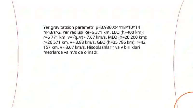 Kosmik tezliklar. Sun’iy yo’ldoshlar 4