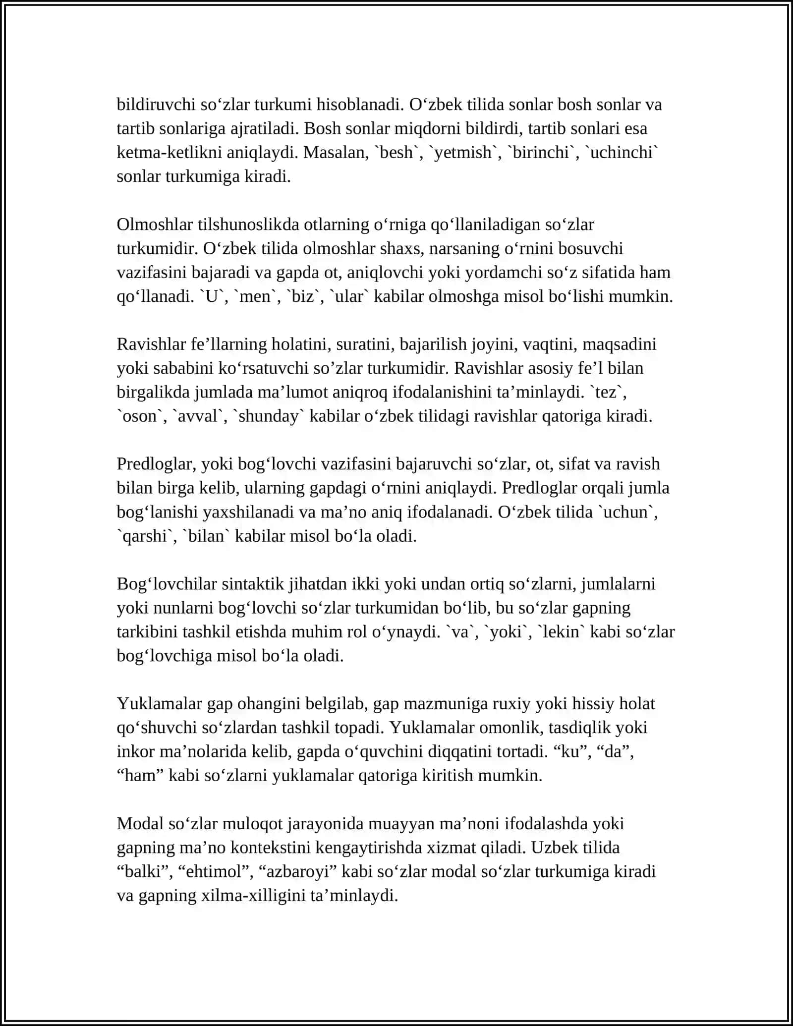 SOʻZ TURKUMLARI 4