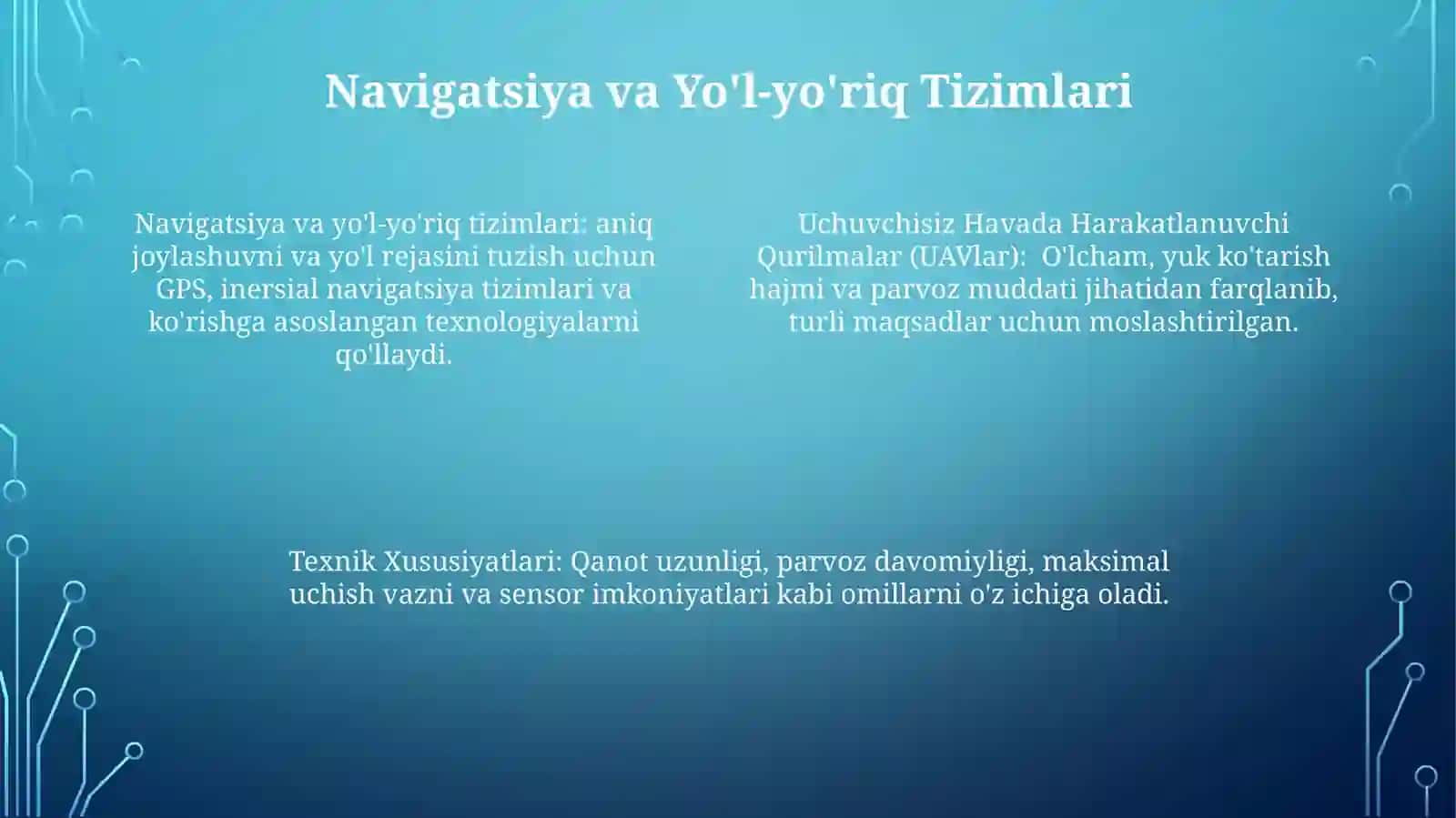 Uchuvchisizuchishaparatlarivaularningtexnikkòrsatgichlari 4