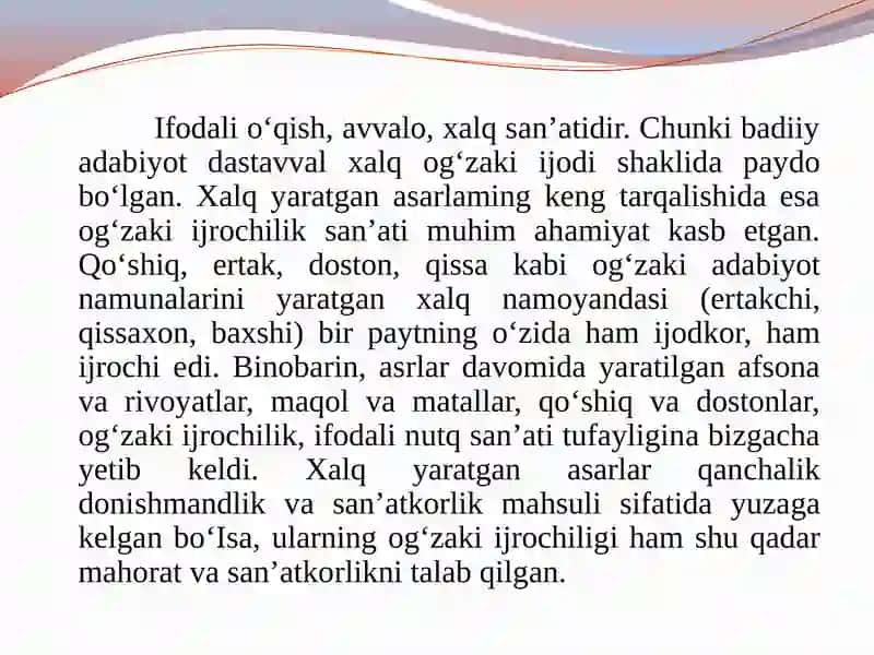 Ifodali o‘qish praktikumi 4