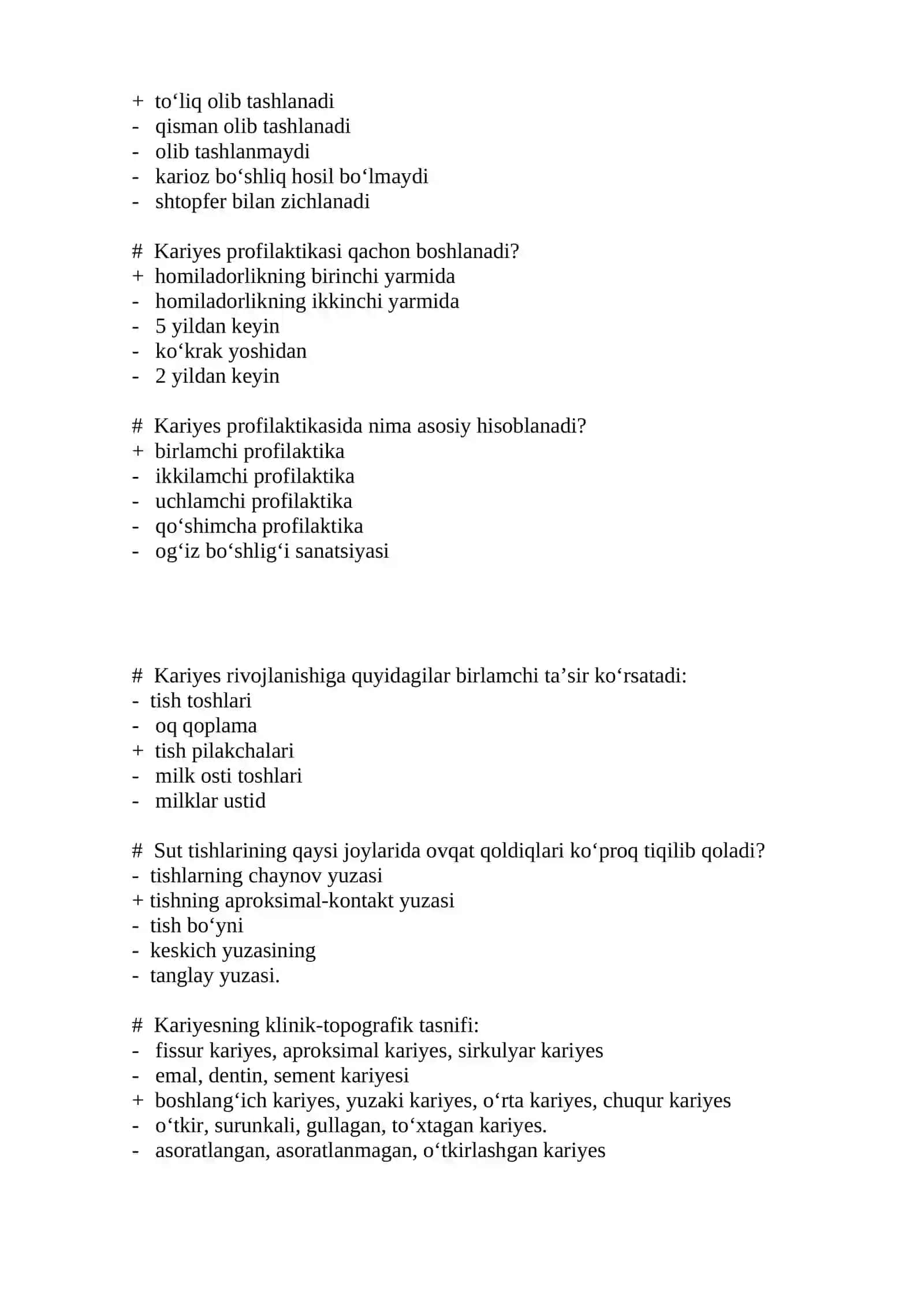 Kares haqida bilimni sinash uchun testlar 4