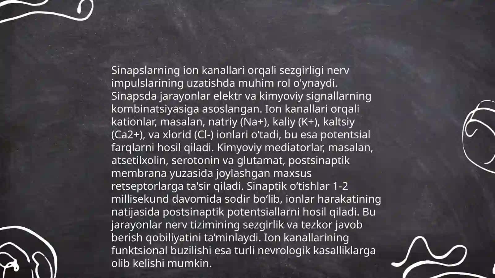 Sinapslarning turli moddalarga sezgirligi 4