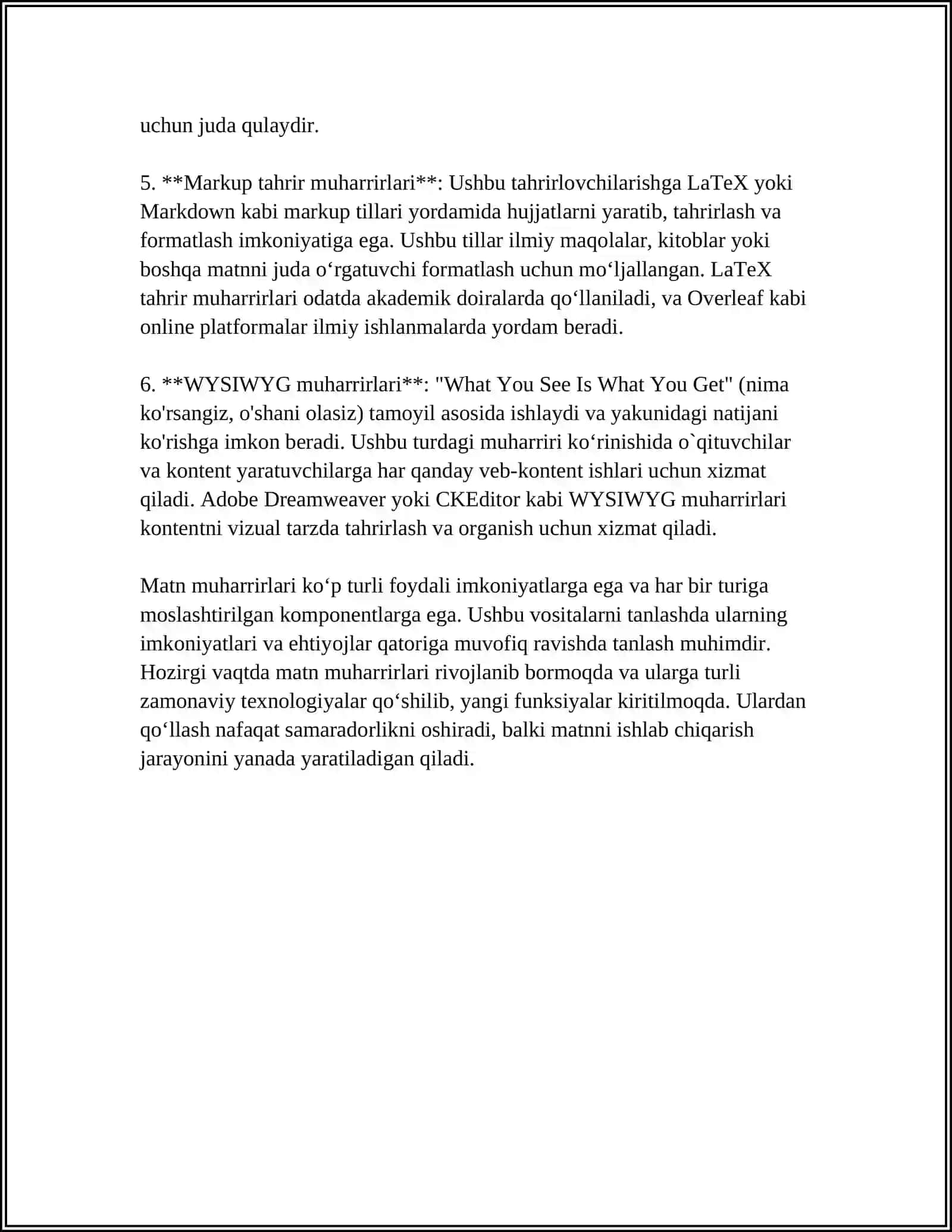 WORD DASTURI BILAN ISHLASH 4