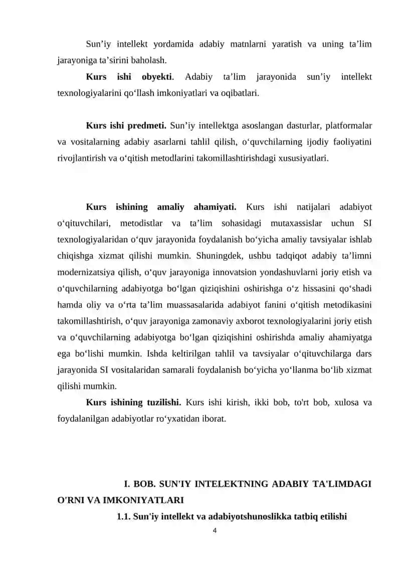 SUN’IY INTELEKT VA ADABIY TA’LIM KURS ISHI 4
