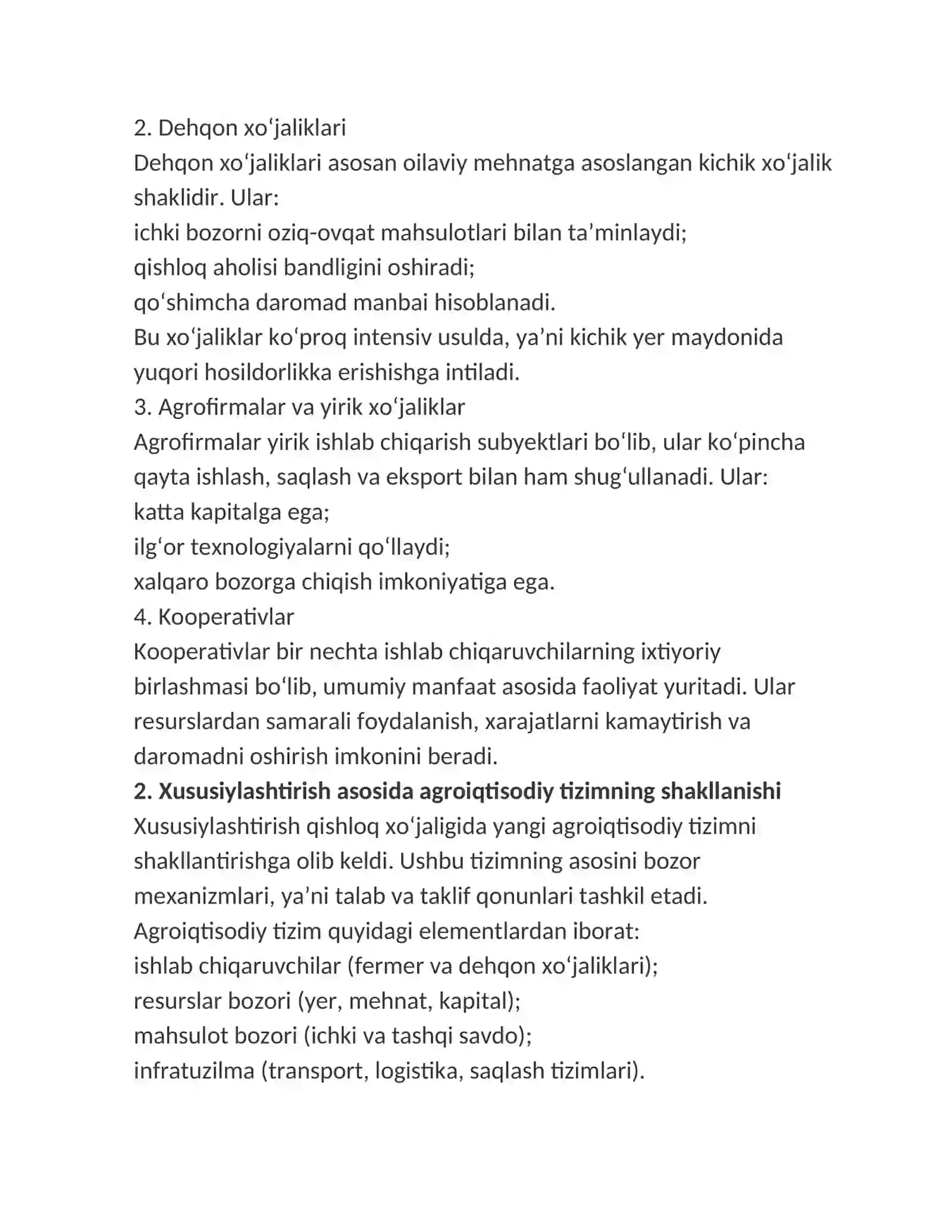 Qishloq xoʻjaligi sohasida xususiylashtirish 4