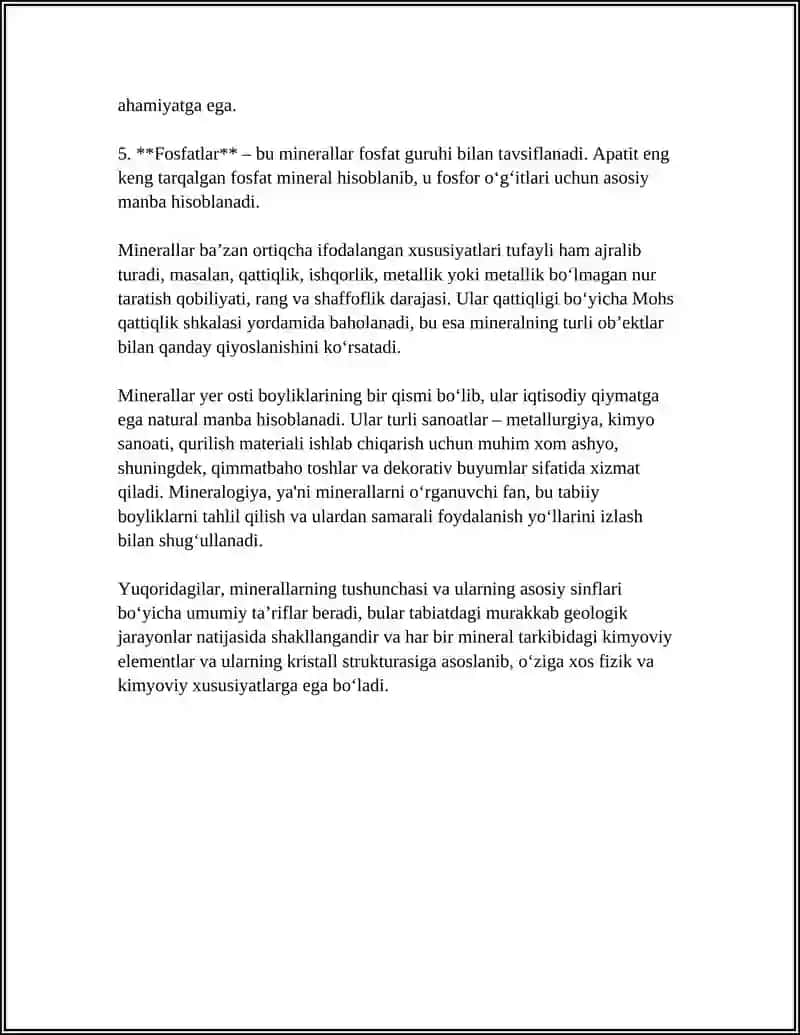 MINERALLAR HAQIDA UMUMIY MA'LUMOT 4