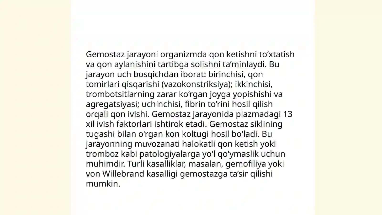 Gemostaz. Fibrinoliz. (Laboratoriya mashg‘uloti) 4