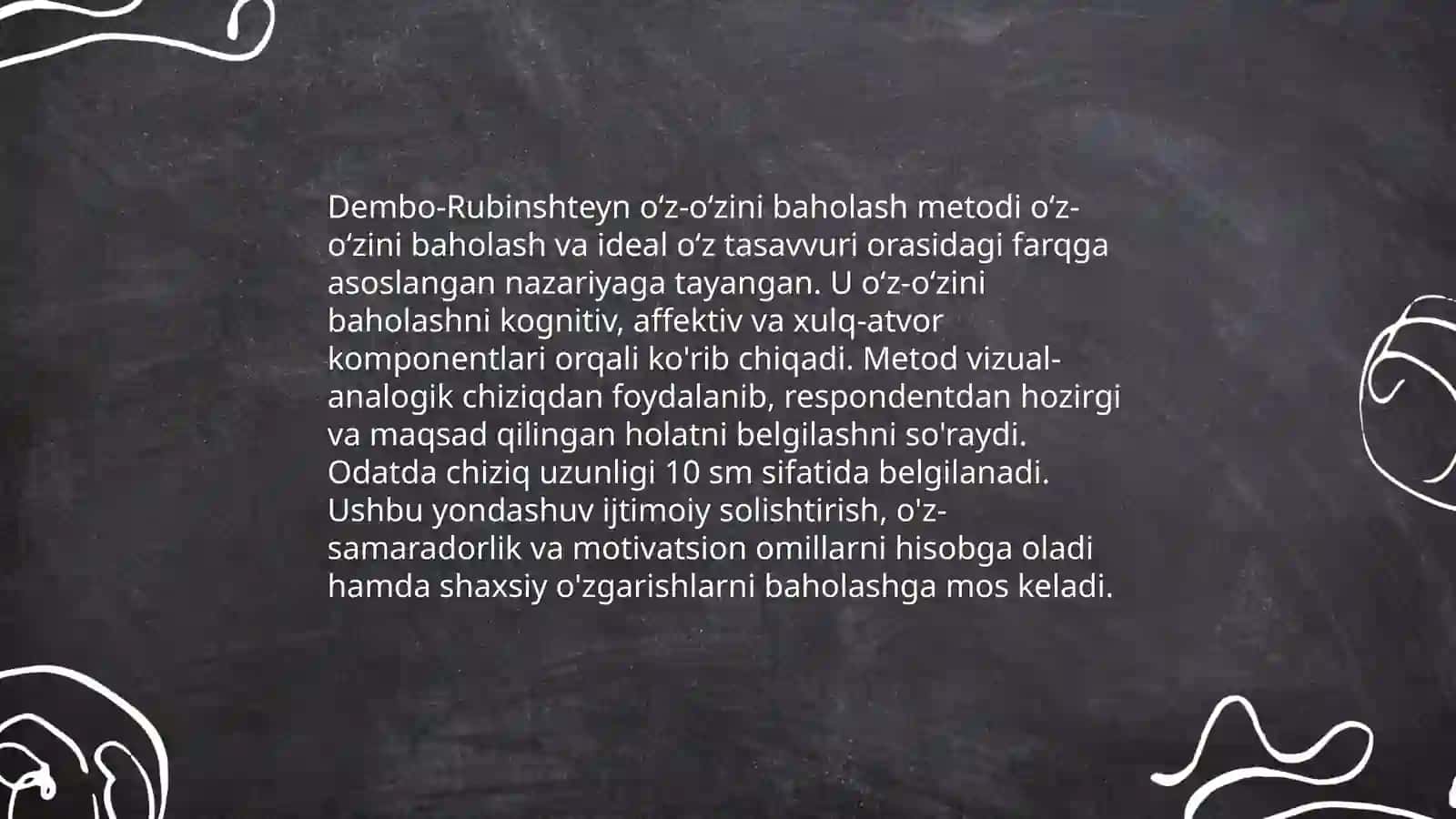 Dembo-Rubinshteyn oʻz oʻzini baholash metodi 4
