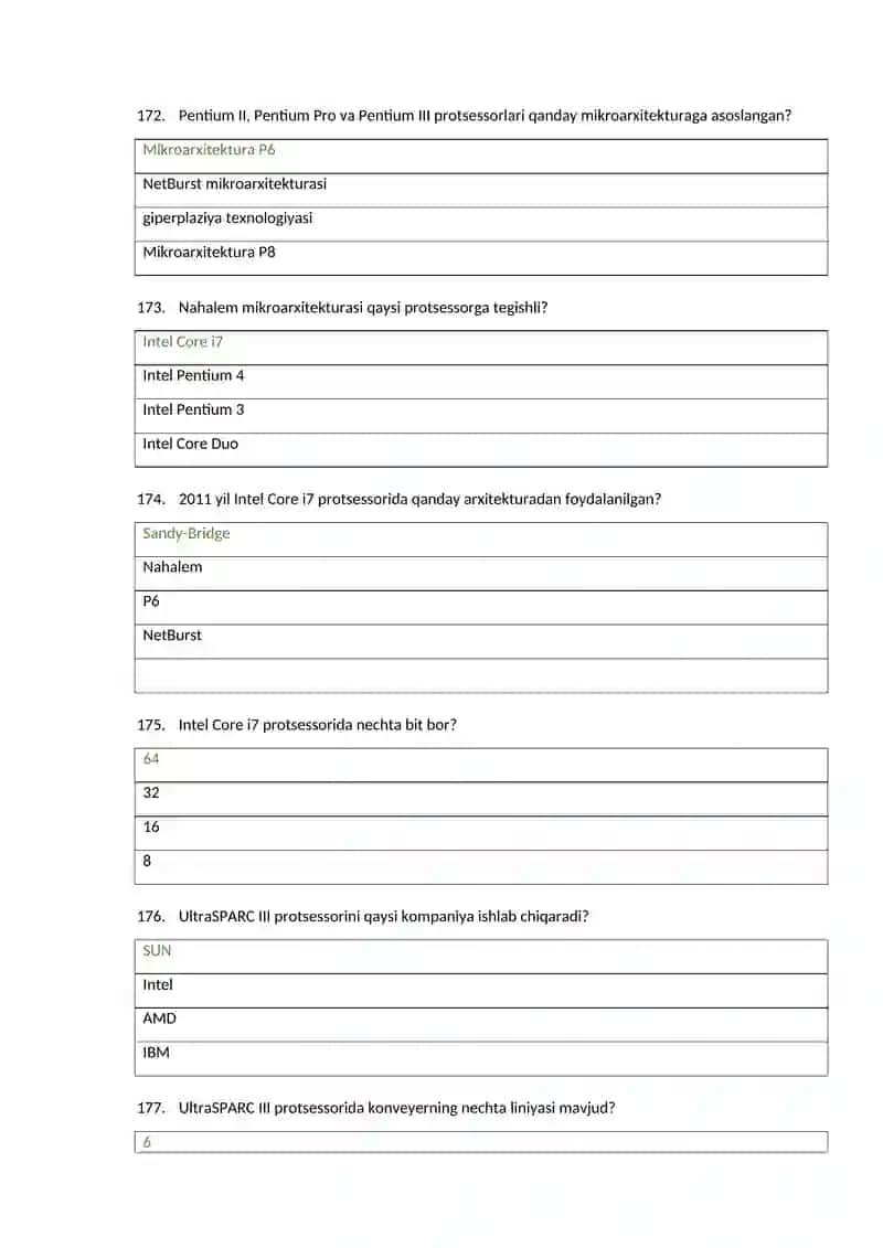 Kompyuter arxitekturasi fanidan savollar 4