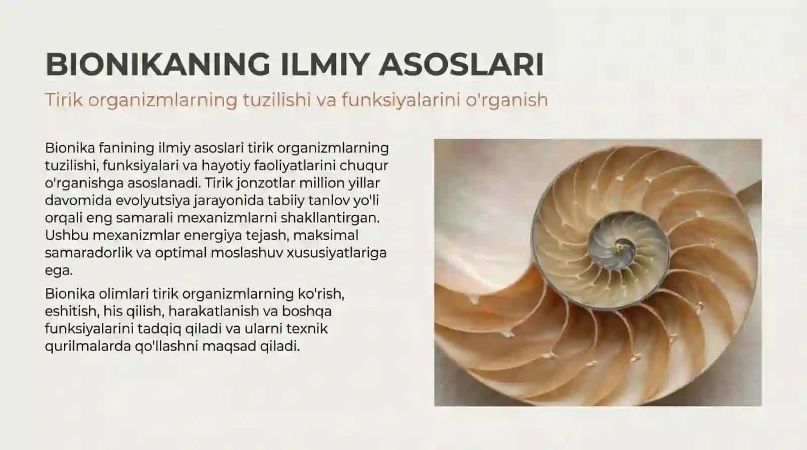 Bionika asoslari va inson hayotida oʻrni 4