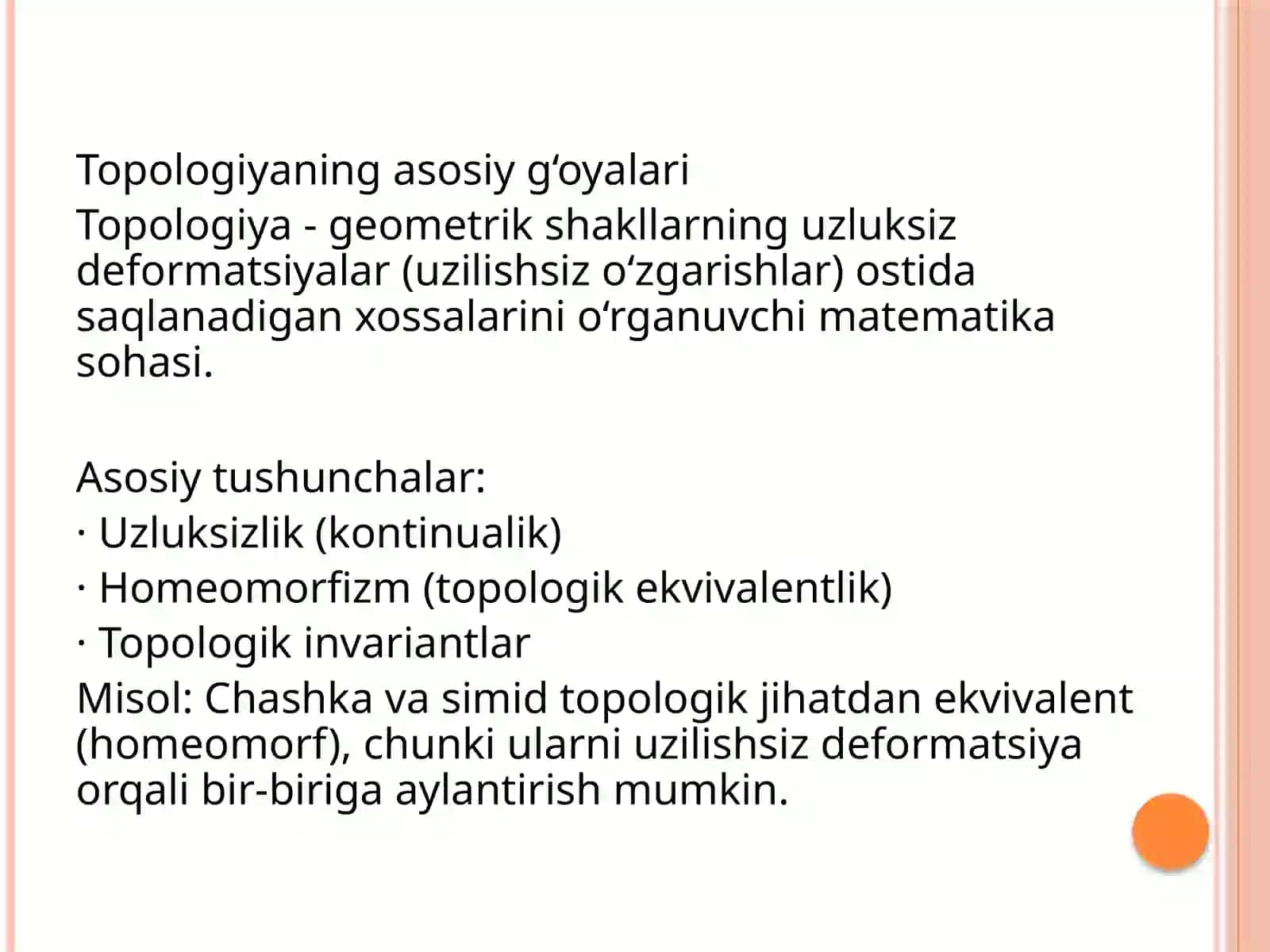 Differensial geometriya va topologiya fanidan mustaqil ishi 4