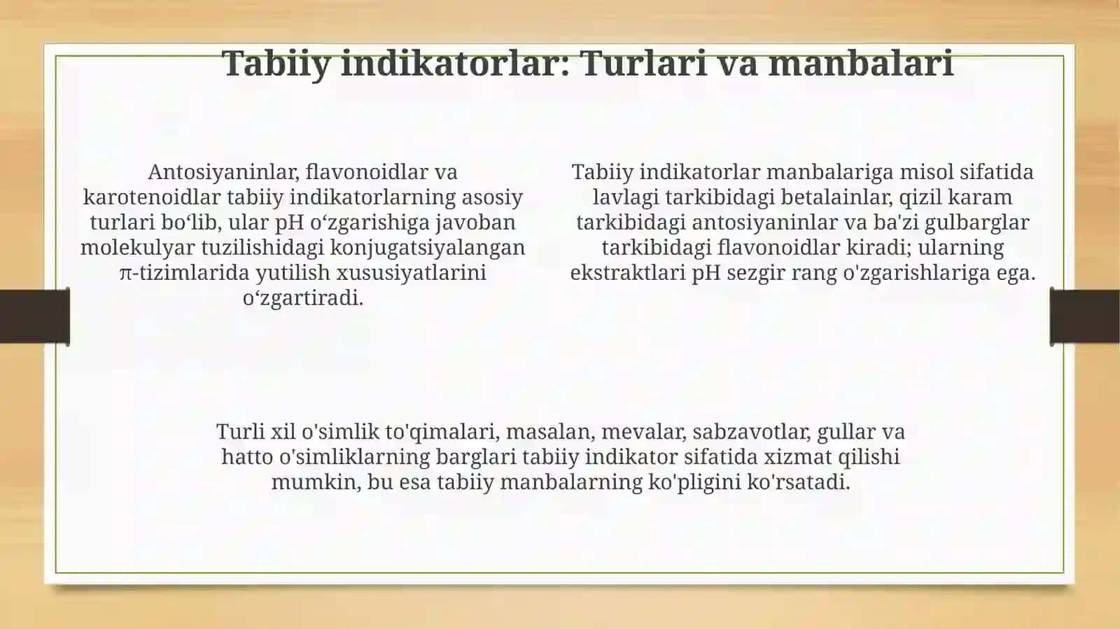 Tabiy indikatorlar: Ta'rif va xususiyatlar 4