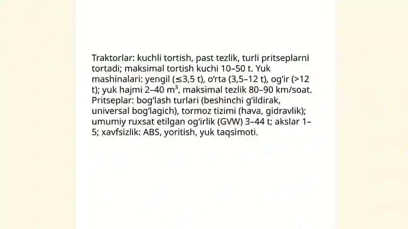 Avtomobil transportining harakatlanuvchi tarkibi 4