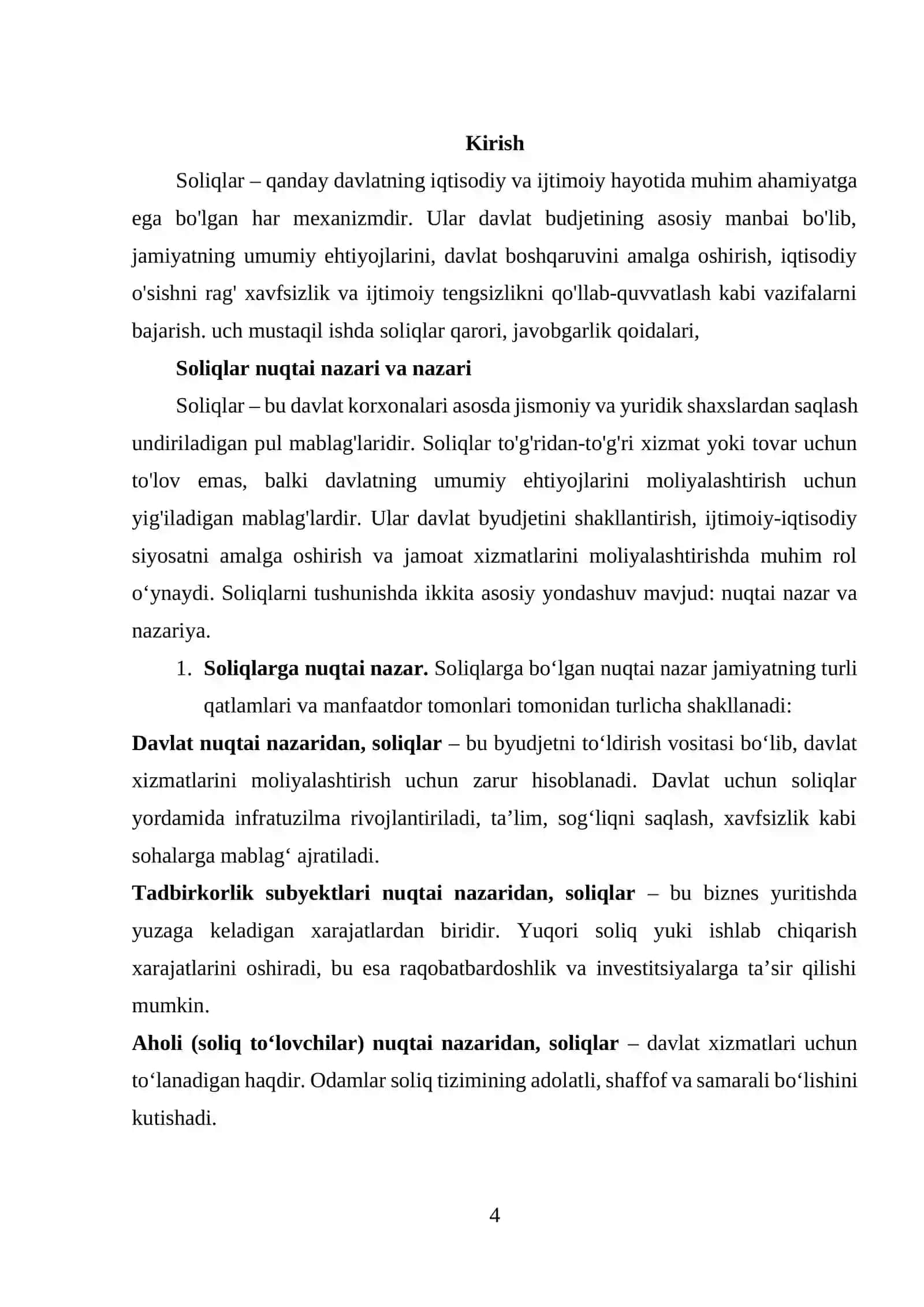 Soliqlar, ularning vazifalari va turlari 4
