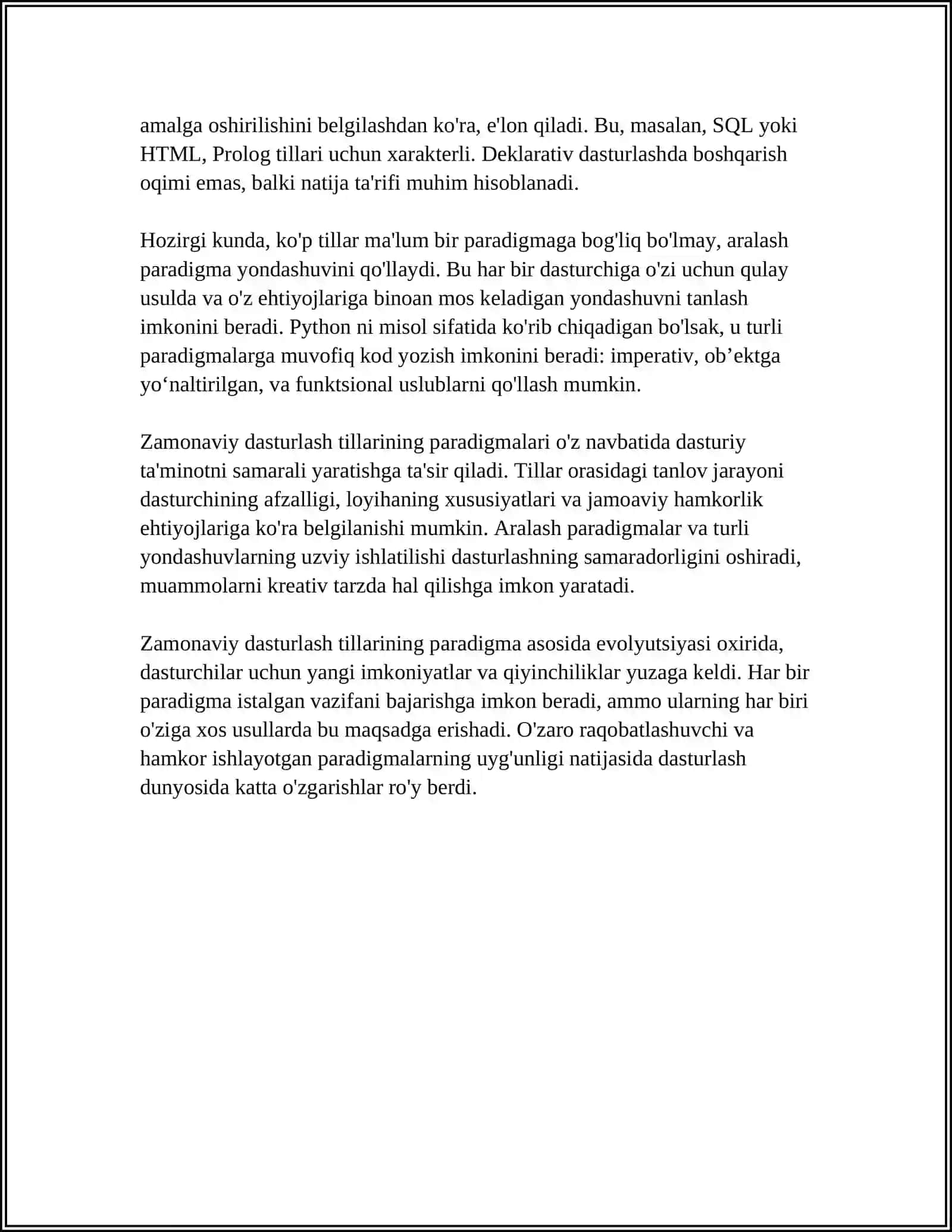 ZAMONAVIY DASTURLASH TILLARINING TAHLILI 4
