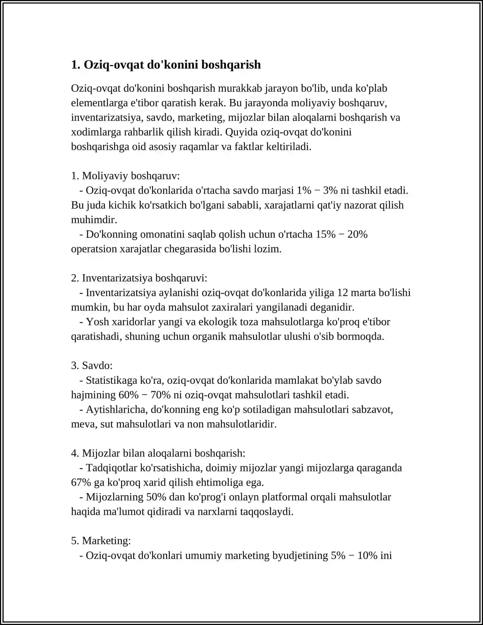 OZIQ-OVQAT DOʻKONI 4