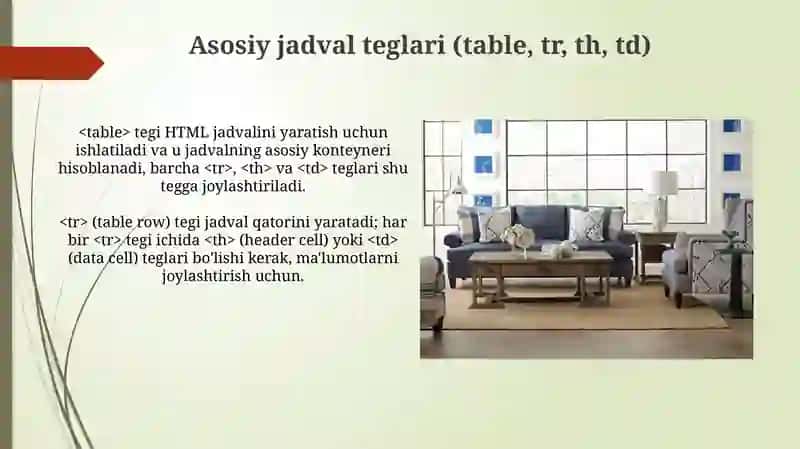 HTML tilida jadvallarhosilqilish 4