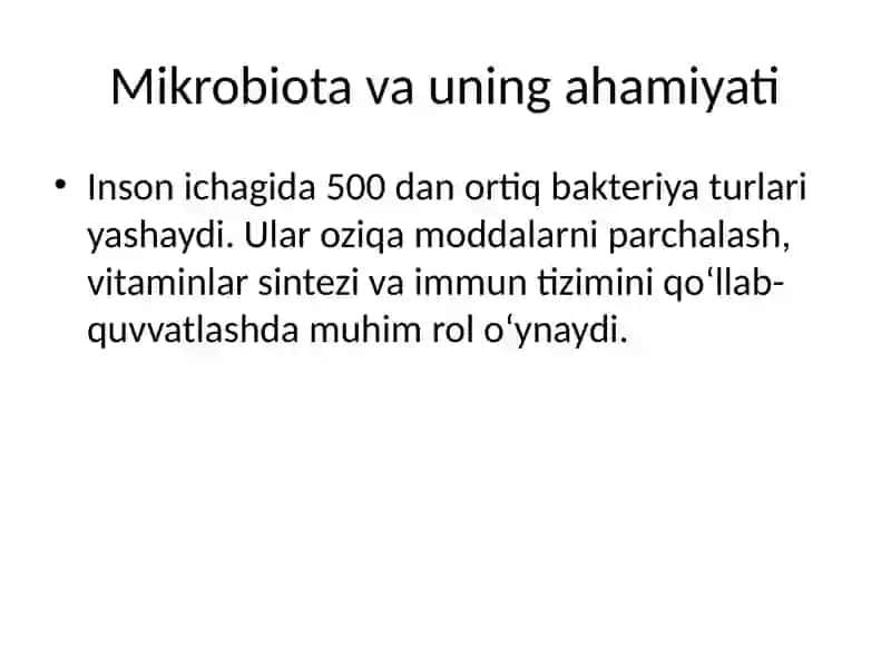 Probiotiklar va ularning inson salomatligidagi o‘rni 4